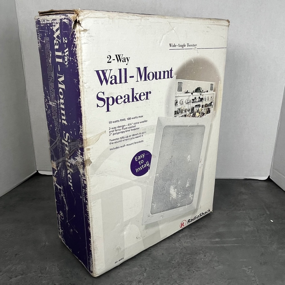 NIB RadioShack 2-Way Wall-Mount Speaker 40-4095 100W 6.5" Woofer White Grille